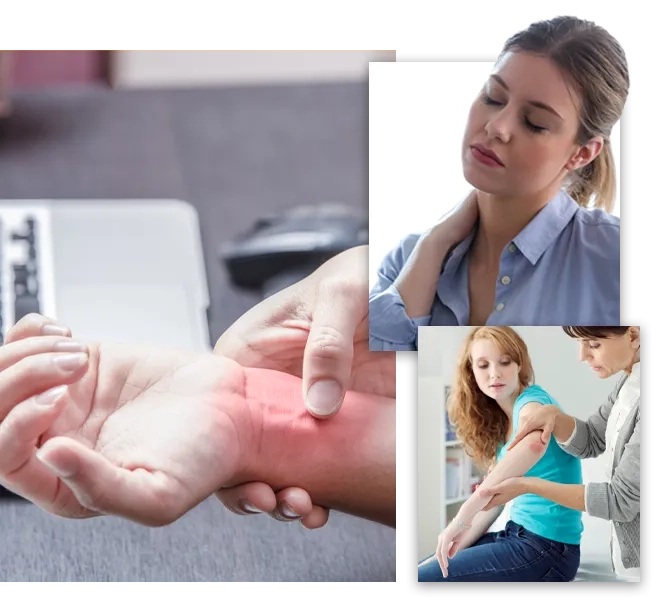 Collage of therapy-related images
